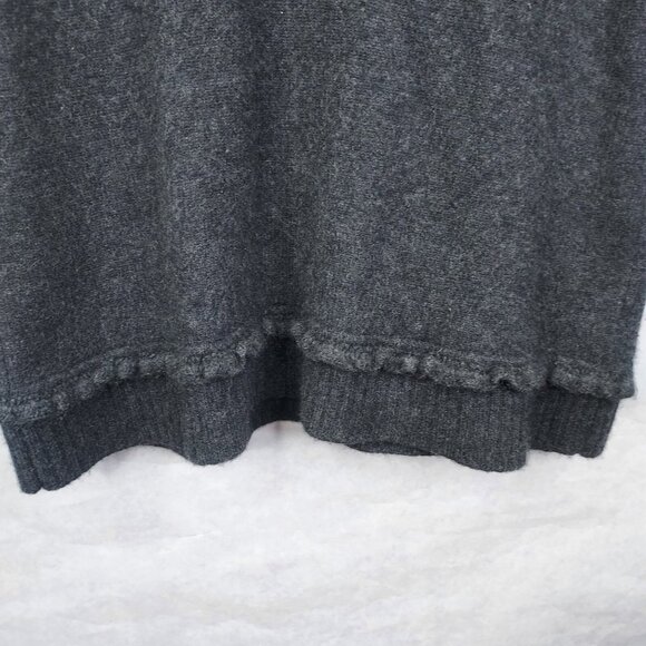 Leslie Fay Cashmere Sweater M Tunic Ruffle Hem Short Sleeve Dark Grey Mini Dress - Picture 3 of 10
